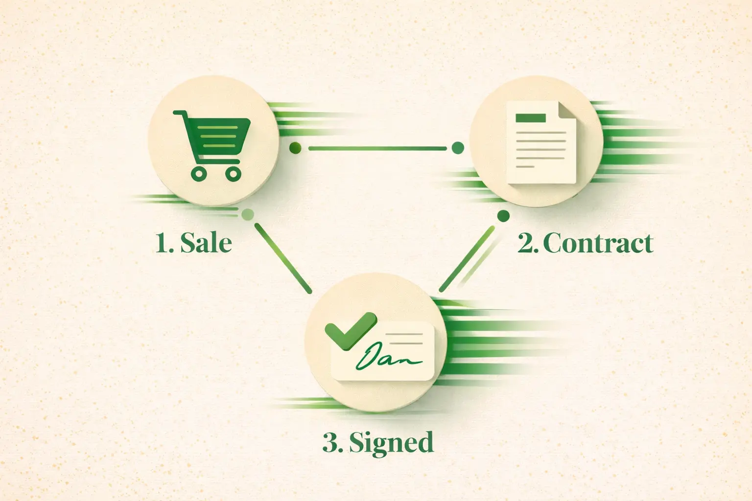Flow from shopping cart to contract to signed document